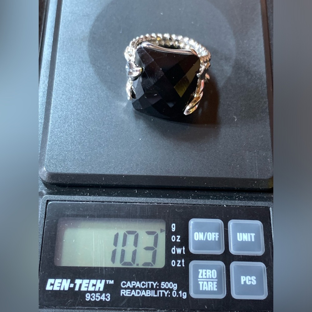 NEW Sterling Silver ONYX LARGE Faceted Cut Twisted Ring Joya Judy Crowell SIZE 8 - Picture 7 of 16